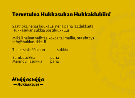 Hukkaklubin kortti, joka kertoo tietoja tilauksesta.