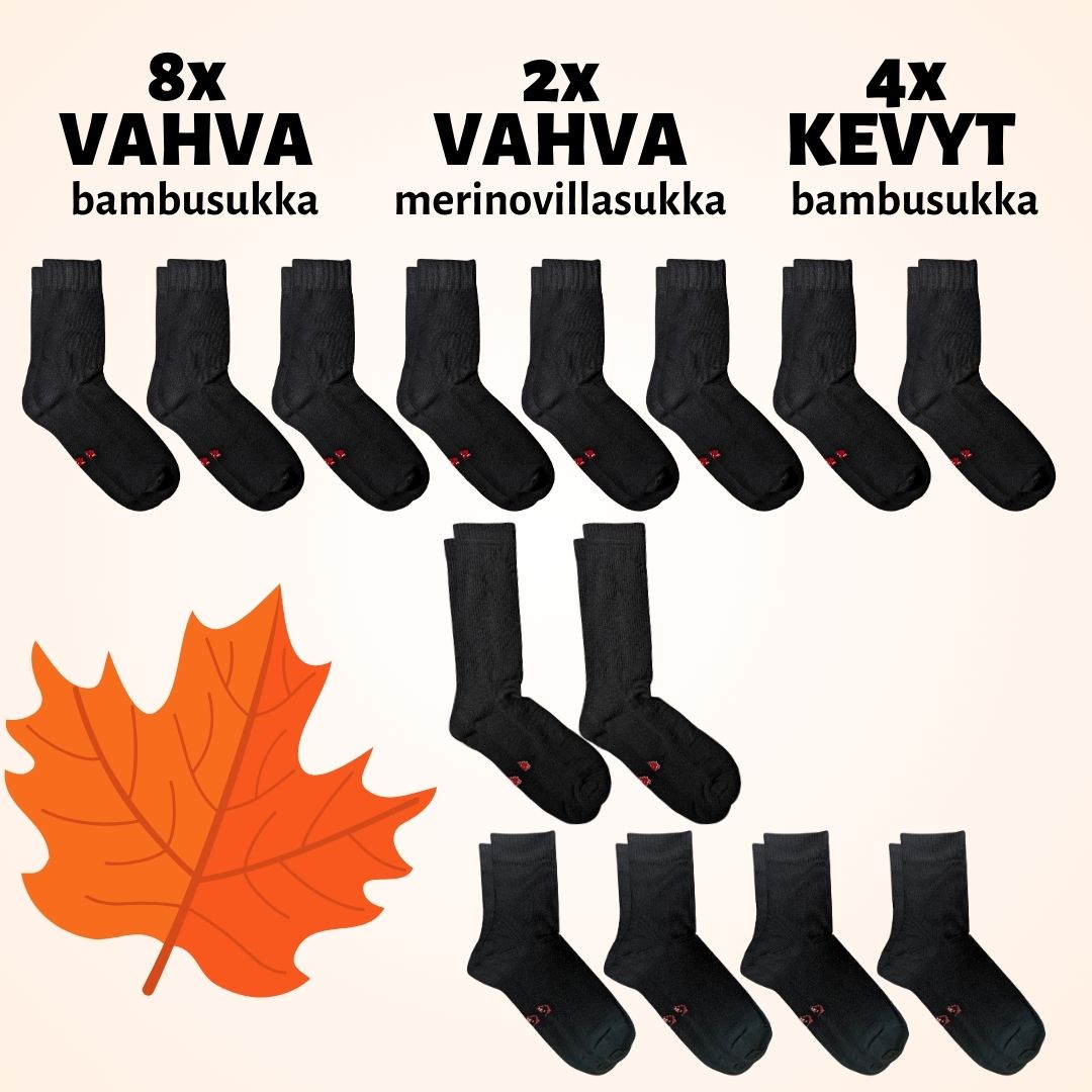 Syksysetti: sukat syksyn eri tarpeisiin